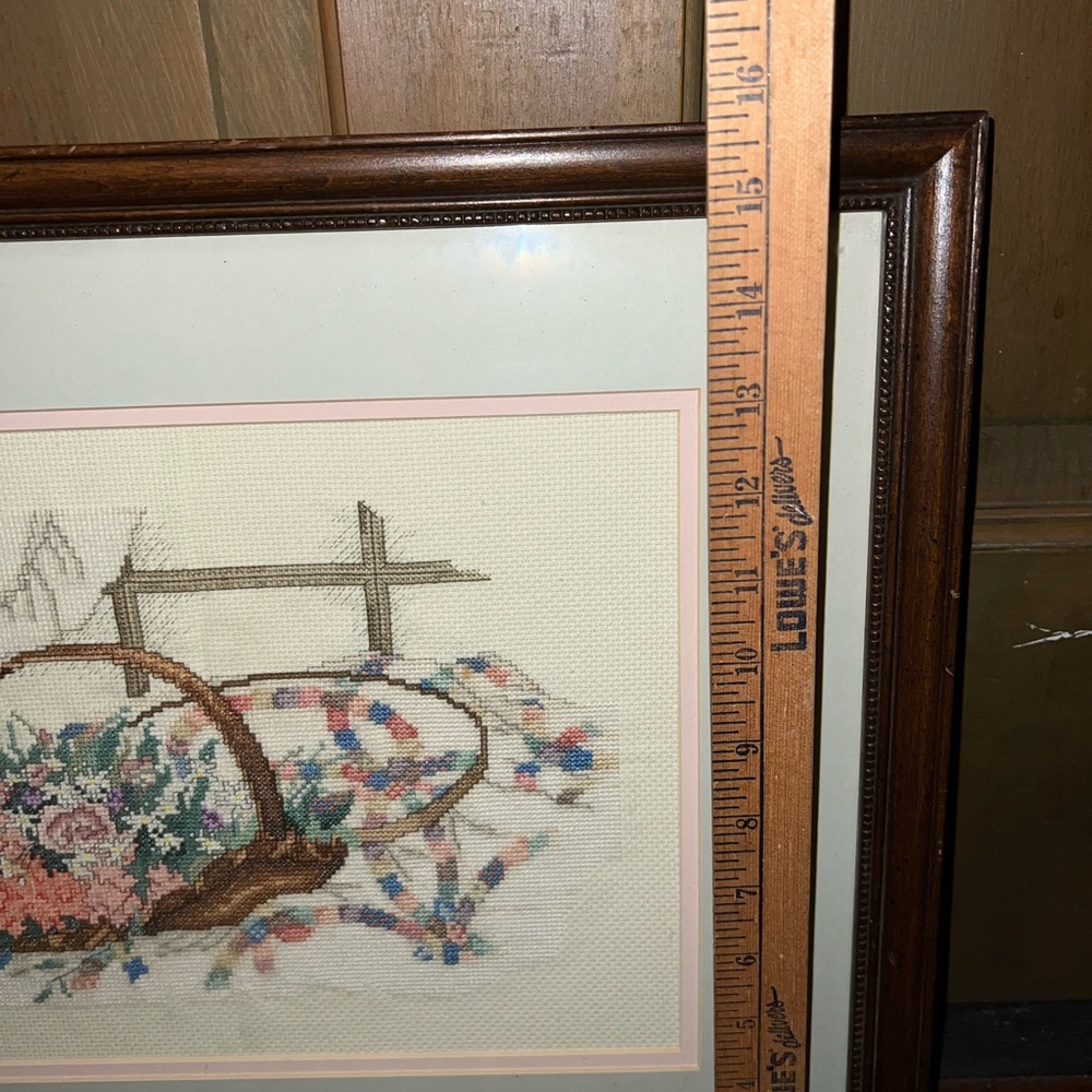 Vintage Wedding Ring Boutique Cross Stitch Needlepoint Framed Art - Picture 10 of 10